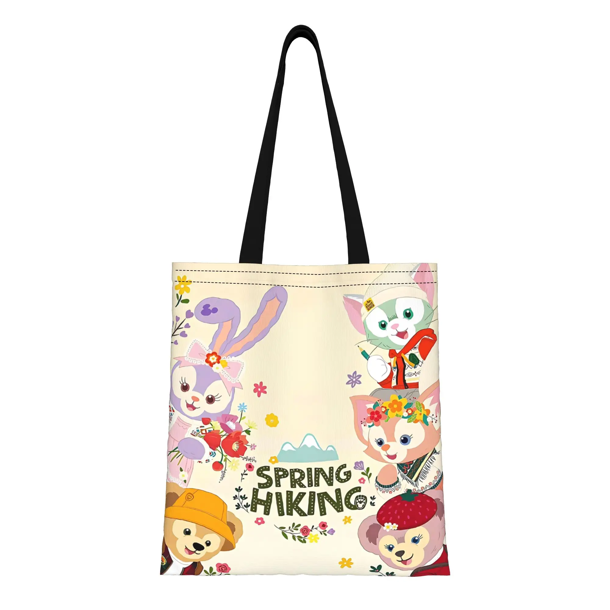 

back to school Large Capacity Disney Duffy And Friends Duffy ShellieMay CookieAnn Canvas Tote Bag Foldable Chic Pattern Gifts