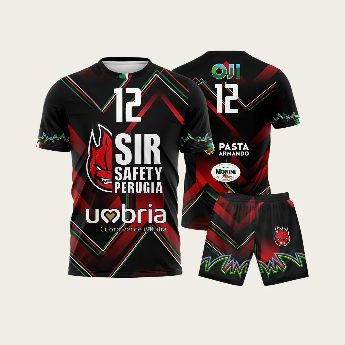 Sommer Neuer Stil 3D-Gedrucktes Perugia Volleyball-Set, Sport-T-Shirt, Shorts-Set, Komfortables Atmungsaktives Set, Familien-Outfit – Detail 8