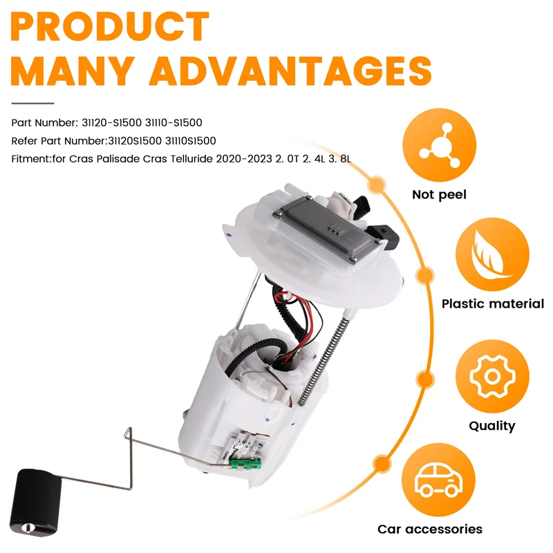 HOT-燃料ポンプアセンブリ 31120-S1500 31110-S1500 ヒュンダイパリセード起亜テルライド 2020-2023 2.0T 2.4L 3.8L タンクポンプ送信機、燃料