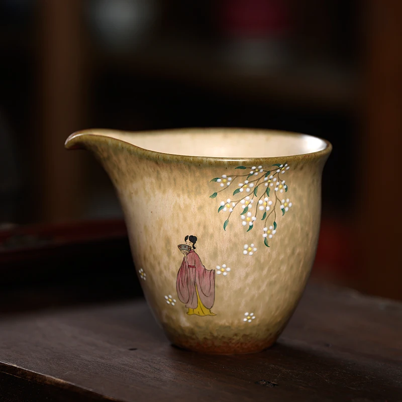 Hand Drawn Tea Pitcher Portrait of a Lady Handmade Ceramic Kung Fu Ceremony Accessories Pot Strainers Cup Household