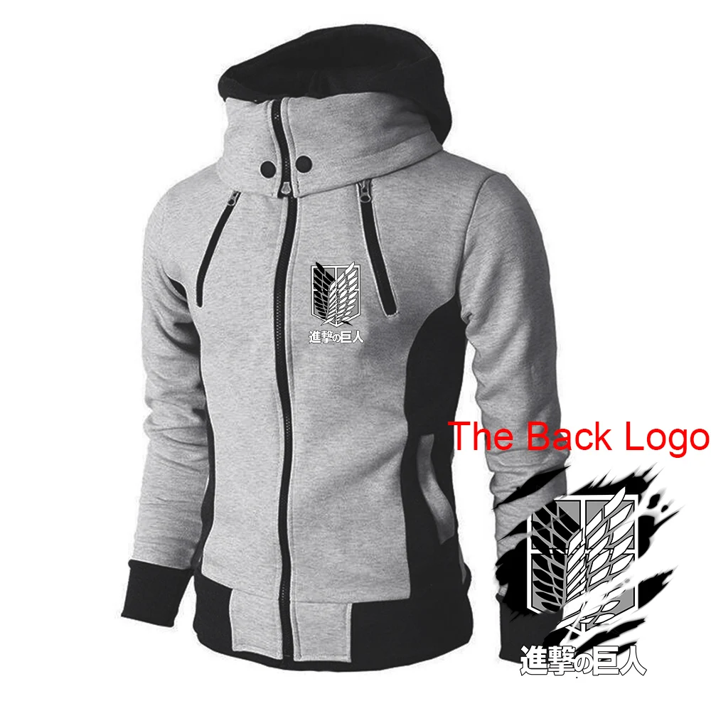 2025 انمي ياباني سترة الربيع والخريف رجل الوقوف طوق هوديس هجوم على تيتان شعار طباعة الرياضة معطف مريح