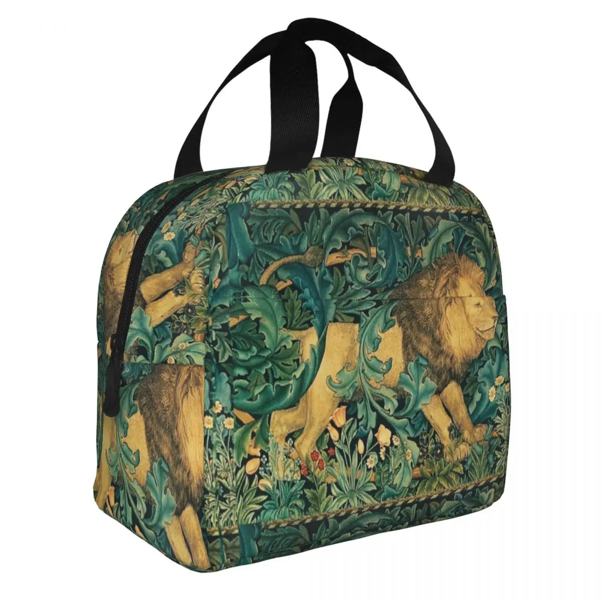 

William Morris Forest Lion Antique Insulated Lunch Bag Thermal Bag Lunch Container Vintage Floral Pattern Flower Tote Lunch Box