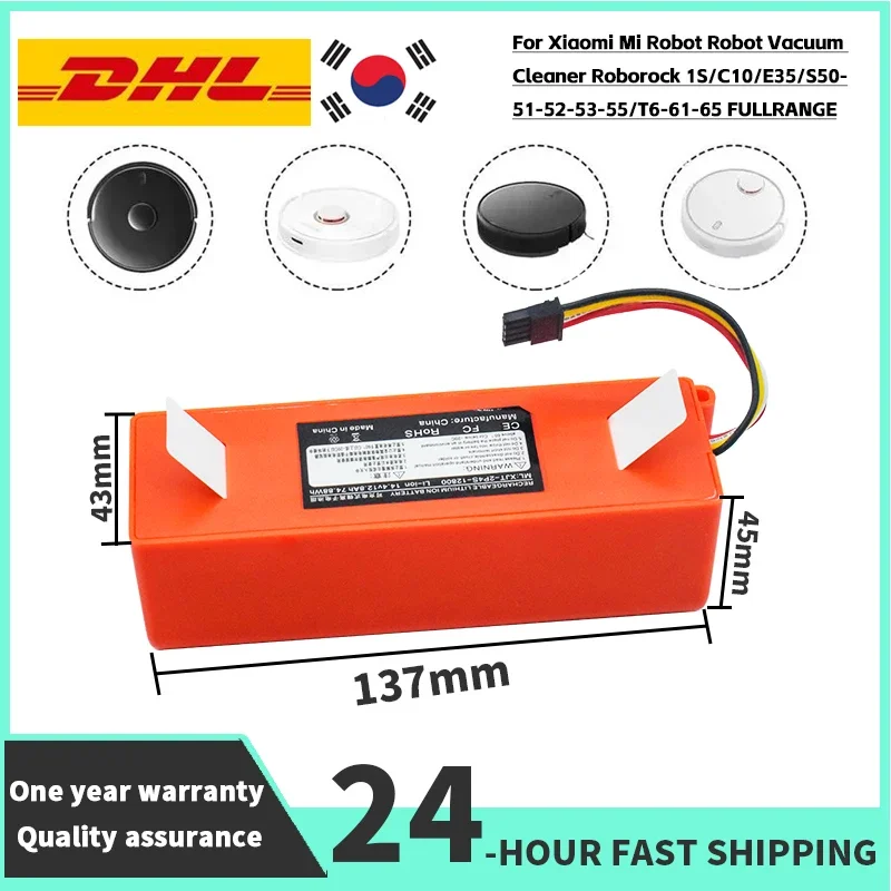 

BRR-2P4S-5200S Robot Vacuum Cleaner Battery Replacement, for Xiaomi Roborock S55 S60 S65 S50 S51 S5MAX S6 Original Accessories