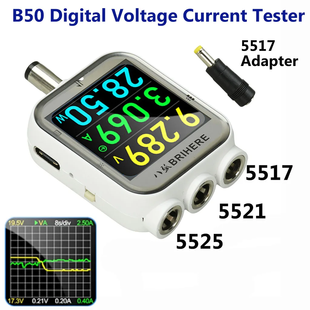 B50 Power Meter DC 4.5-80V 0-6A Digital Voltage Current Tester Curve Graph for Solar Router Battery 3 Ports 5517 5521 5525
