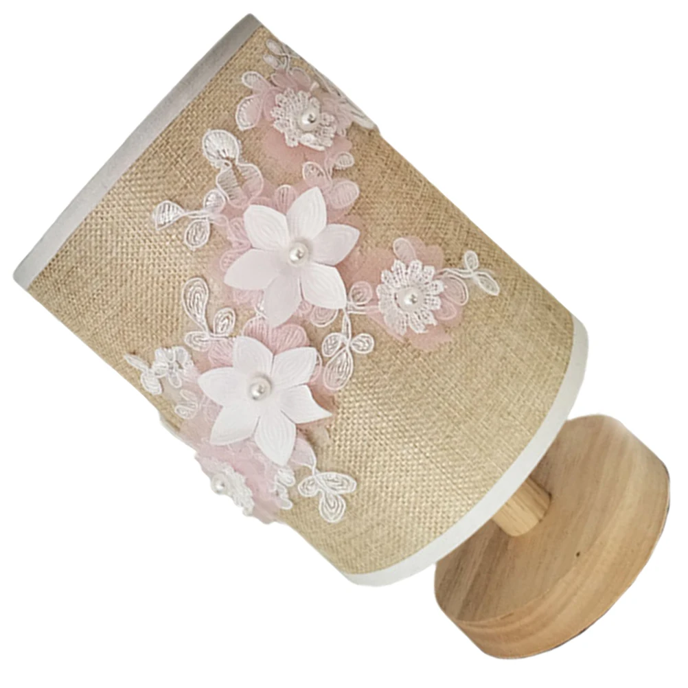 

Fabric Flower Lamp Iron Frame Desk Light Bedroom Nightst Cloth Shade Low Power USB Table Light Powered Small Lamp
