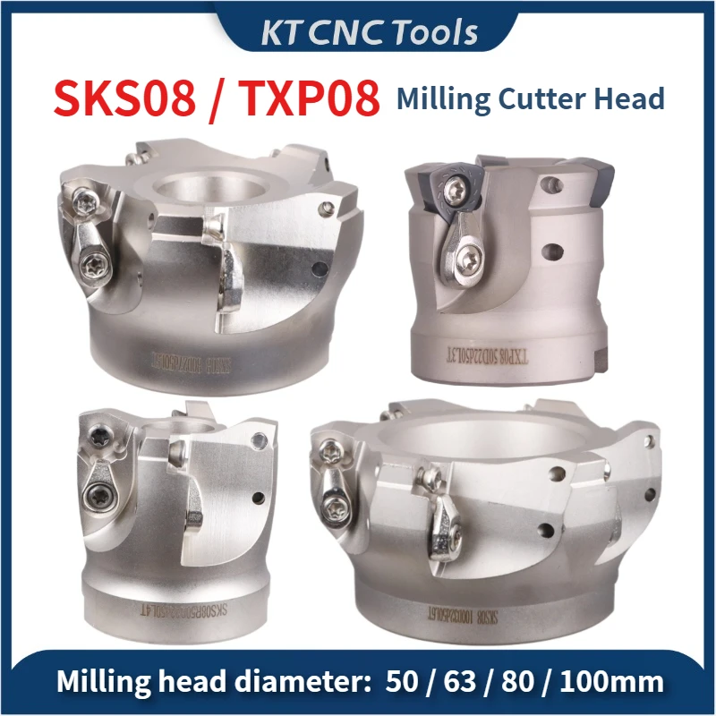 

KT CNC Milling Cutter Head SKS08 SKS10 TXP08 Fast Feed Milling Cutter Head Milling Machine WDMW WPMW XPKW Blade Cutter Head