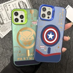 Spider-Man Black Panther Phone Case for iPhone 16 15 14 Plus 13 12 11 Pro Max X Xs XR 8 7 Matte Colorful Silver Hard Cover
