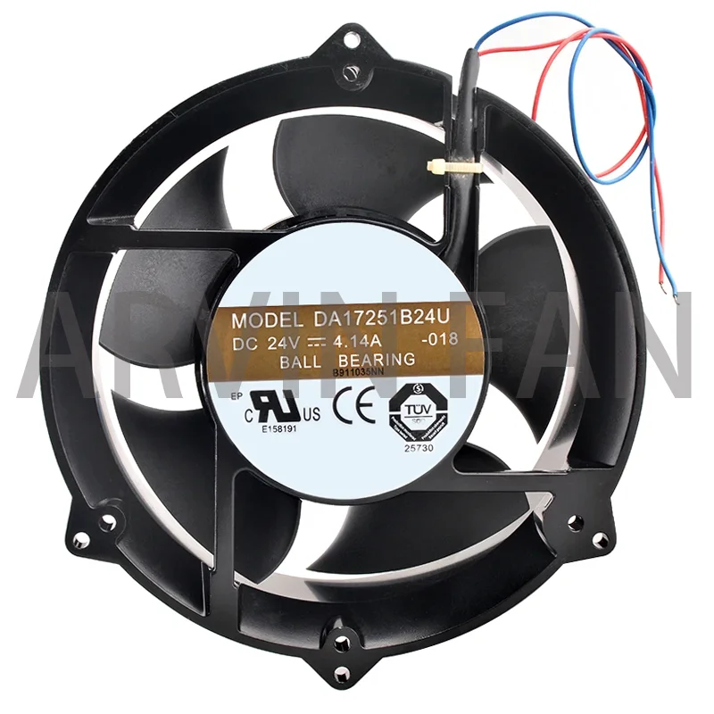 

DA17251B24U 17cm 170mm 17251 172x172x51mm 24V 4.14A Double Ball Bearing Cabinet Metal Cooling Fan