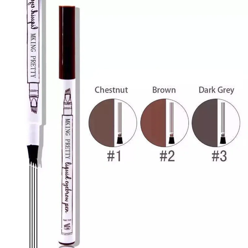 4 Colors Eyebrow Pen Waterproof Liquid Eyebrow Pencil Long Lasting Eyebrow Tattoo Pen Cosmetics 4 Point Liquid Eyebrow Pencil