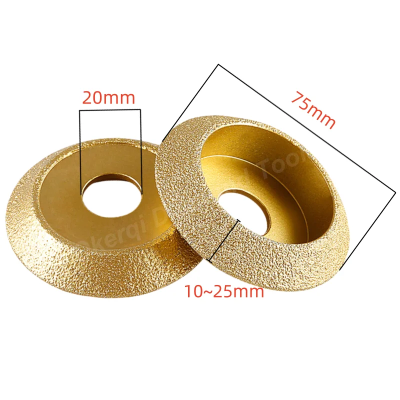 1PCS 20mm Bore Dia 75mm Brazed Diamond V-Grooving Wheel Cutting Sheet Stone Granite Edging Grinding Wheel Floor Slotting Bevel