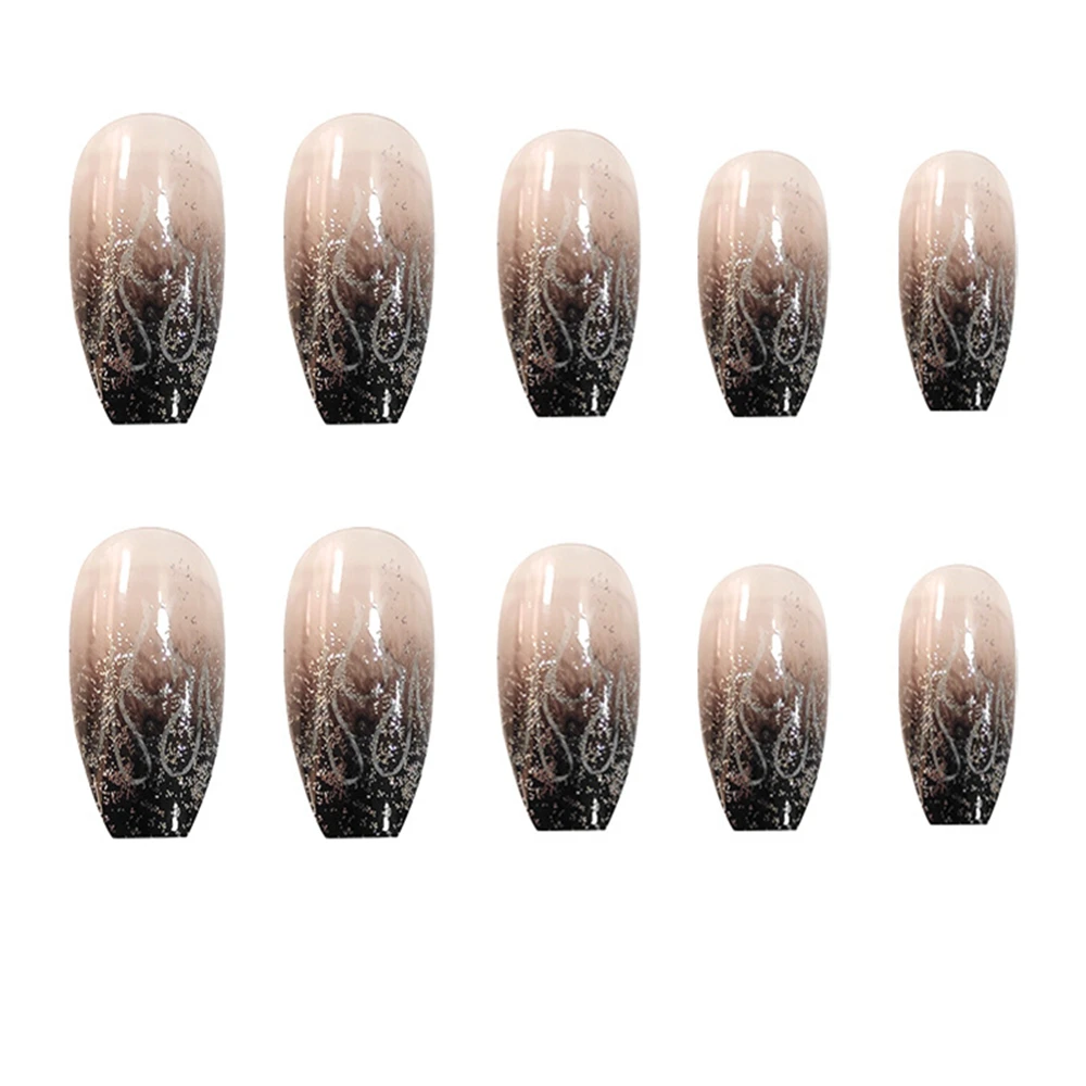 24 Uds. De uñas postizas de bailarina cortas brillantes con pegamento de gelatina, uñas postizas francesas artificiales degradadas, herramienta de manicura con punta de cobertura completa DIY