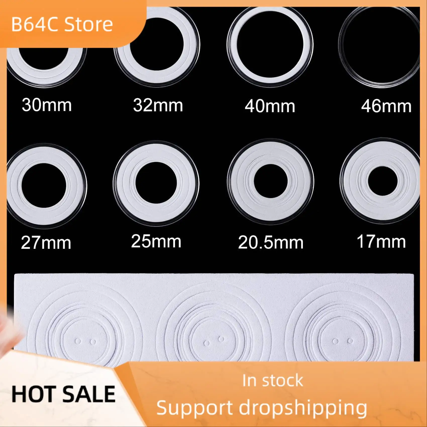 

B64C 46 мм держатель для капсул для монет и защитная прокладка держатель для монет коробка для сбора монет (8 размеров, 60 шт.)