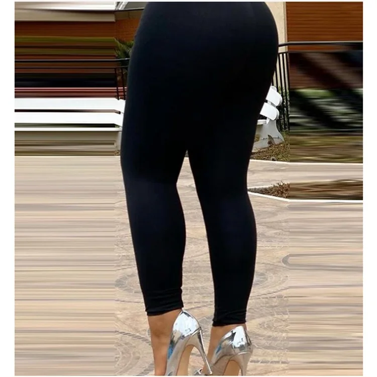 

Color Zipper Eye Tight Leggings High Waist Street Sle Long Pants Women's Faion Casual Trousers