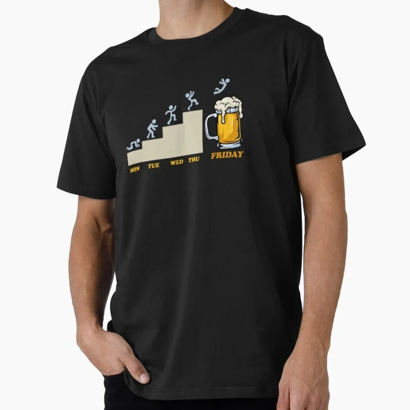 

Mon Tues Wed Thurs Friday Beer Day Gift T shirt for beer lover 100% cotton O-Neck Short Sleeve Graphic clothes All size tee