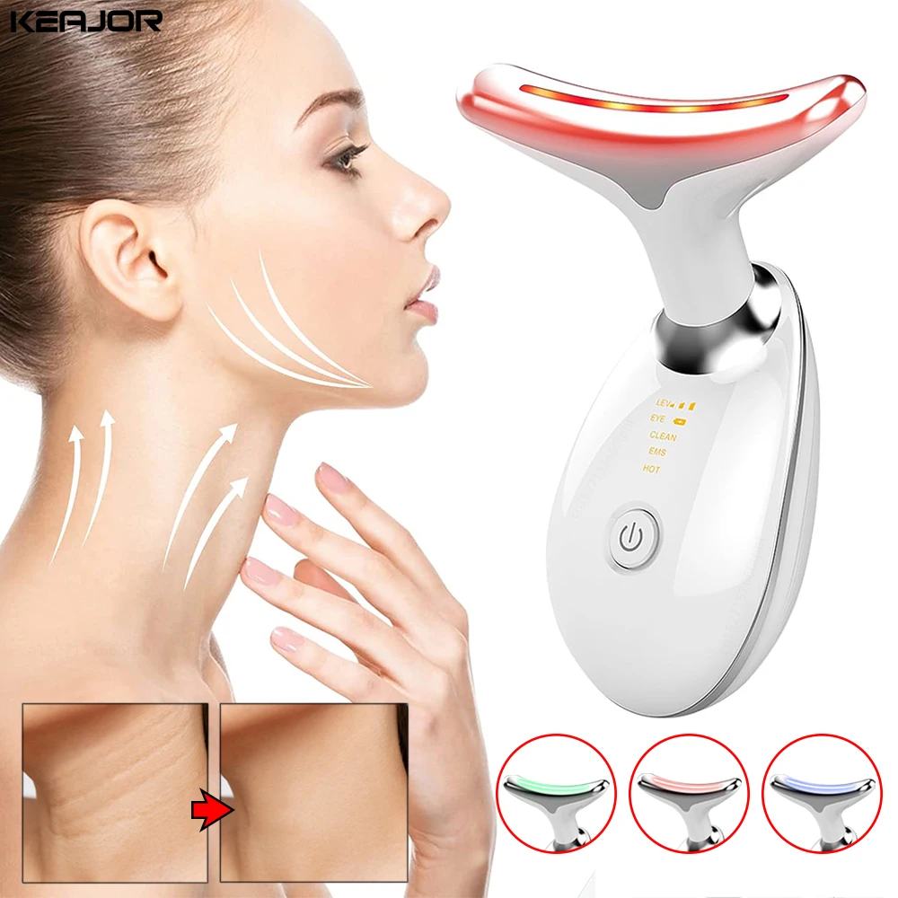 Facial Massager Neck Lifting Microcurrent EMS Face Skin Tighten Beauty Device Tools LED Photon Anti Wrinkle Double Chin Remover