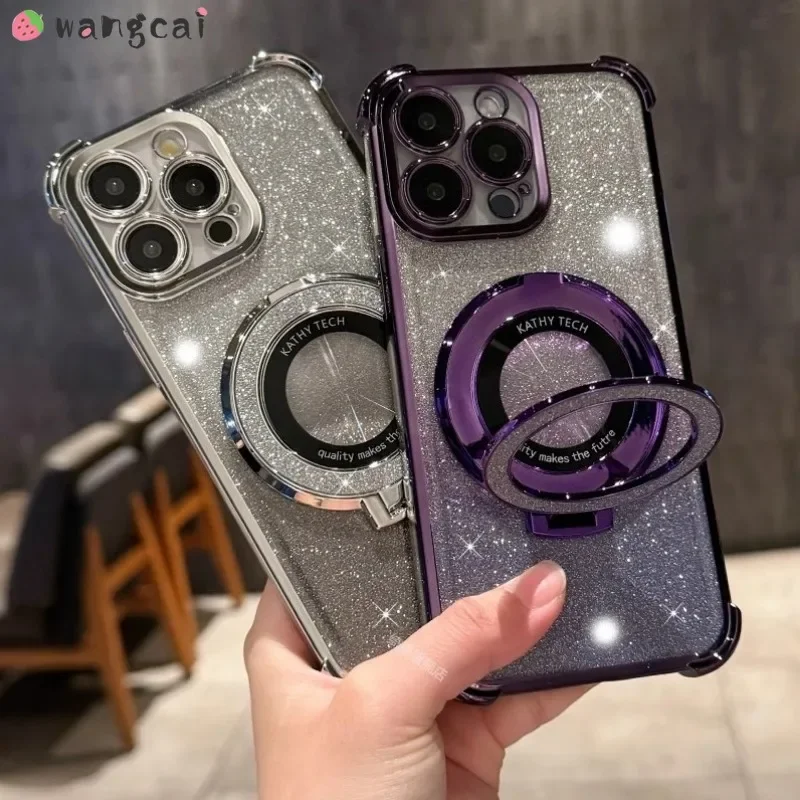 ل ممن لهم A17 A16 A16s A15 A15s A12 A12s A12e A11s A7 A5s A3s A9 A5 2020 المغناطيسي الفاخرة بريق للصدمات جراب هاتف مع حامل #3