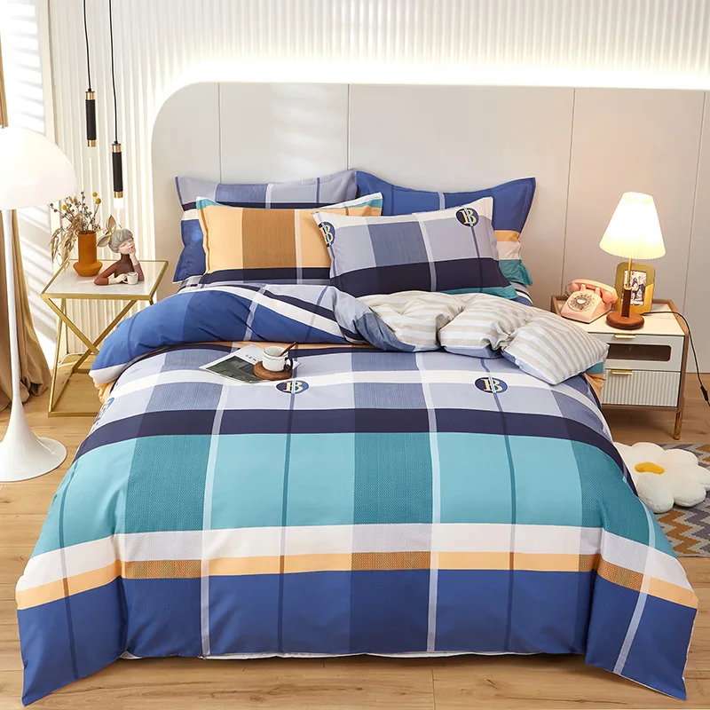 Geometric plaid comforter cover sets All Cotton bedding 3 PCS set Twin king size quilt cover with 2 pillowcases Duvet cover set