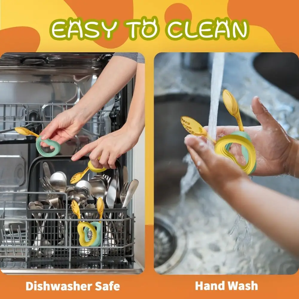 

Портативный набор вилок и ложек для малышей, силиконовая удобная ручка, посуда без BPA с коробкой для хранения