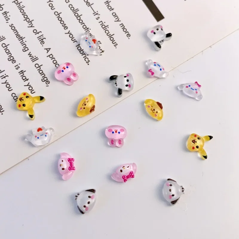 Mini manicure sticker cartoon sieraden Sanrio handgeschilderde hars diamant schattig Hello Kitty Kuromi Pochacco hars accessoires cadeau