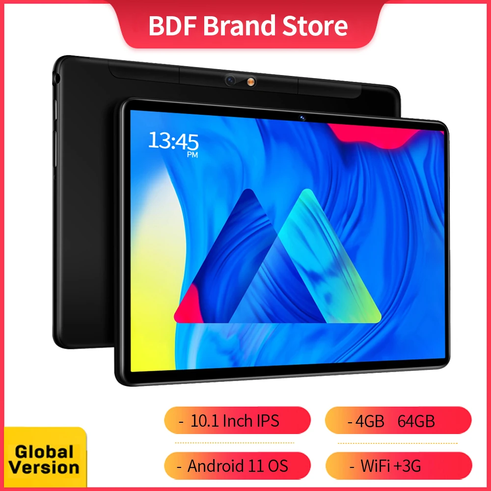 BDF S10 New 10.1 Inch Android Tablet Pc Google Play Dual Cameras Octa Core Dual SIM Phone Call Tablets BT Wi-Fi 4GB RAM 64GB ROM