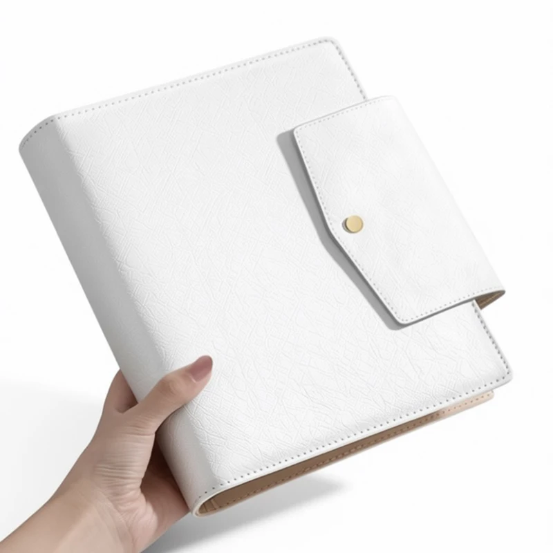 A5 Leather Photocard Binder Luxury Idol Photo Holder Album White Collect Book Kpop Notebook Bullet Journal 4 Pocket Pages Binder