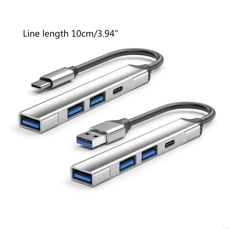 

4 в 1 алюминиевый сплав USB -концентратор для устройств типа C и USB Зарядка дока