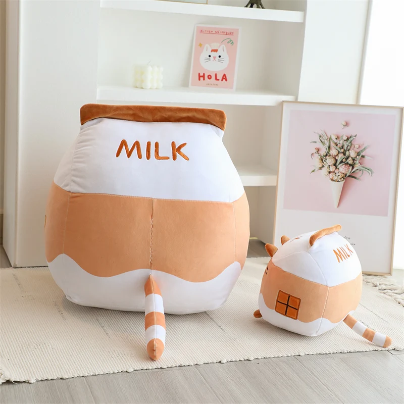 1Pc 22/33/42Cm Cartoon Kattenmelkfles Plushie Knuffel Kitten Staart Achterkant Sap Drank Gooien Kussen Sofa Decor Kussensteun