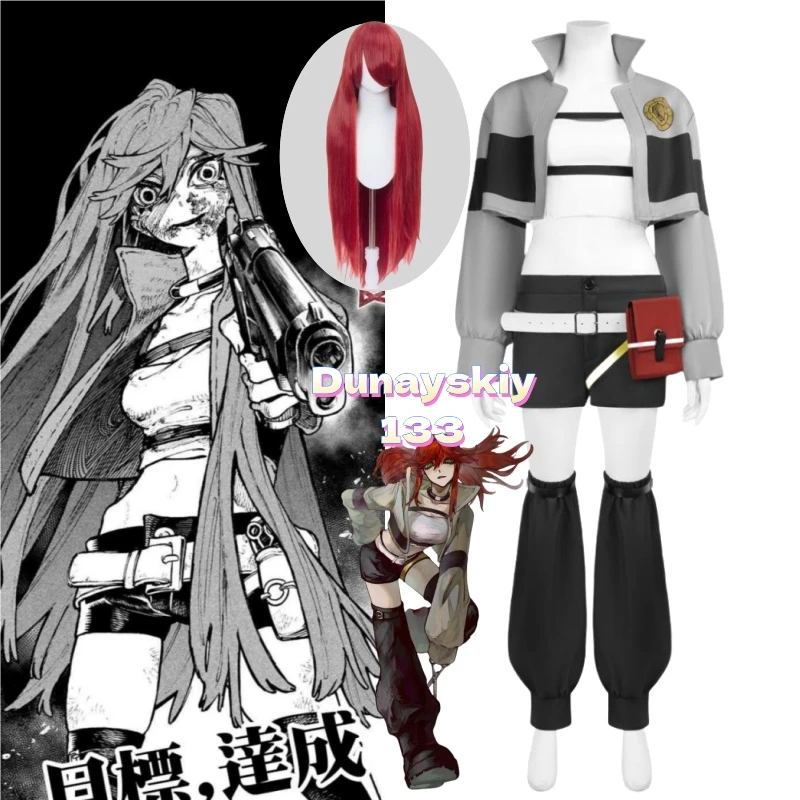 

GACHIAKUTA Riyo Аниме Косплей Парик Комплект - Панк Джирай Кей Y2K Униформа: Короткая куртка, шорты, парики + сумка Модный наряд