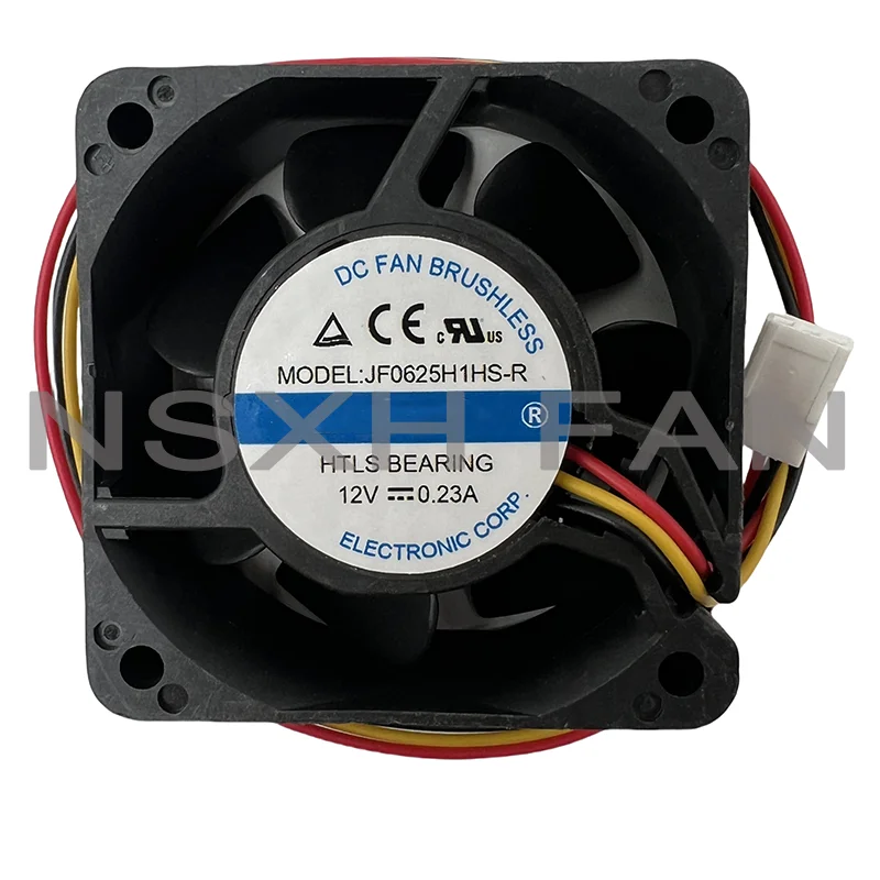 Ventilador de refrigeração do servidor de 3 fios, 12V, 0.23A, 60x60x25mm, JF0625H1HS-R