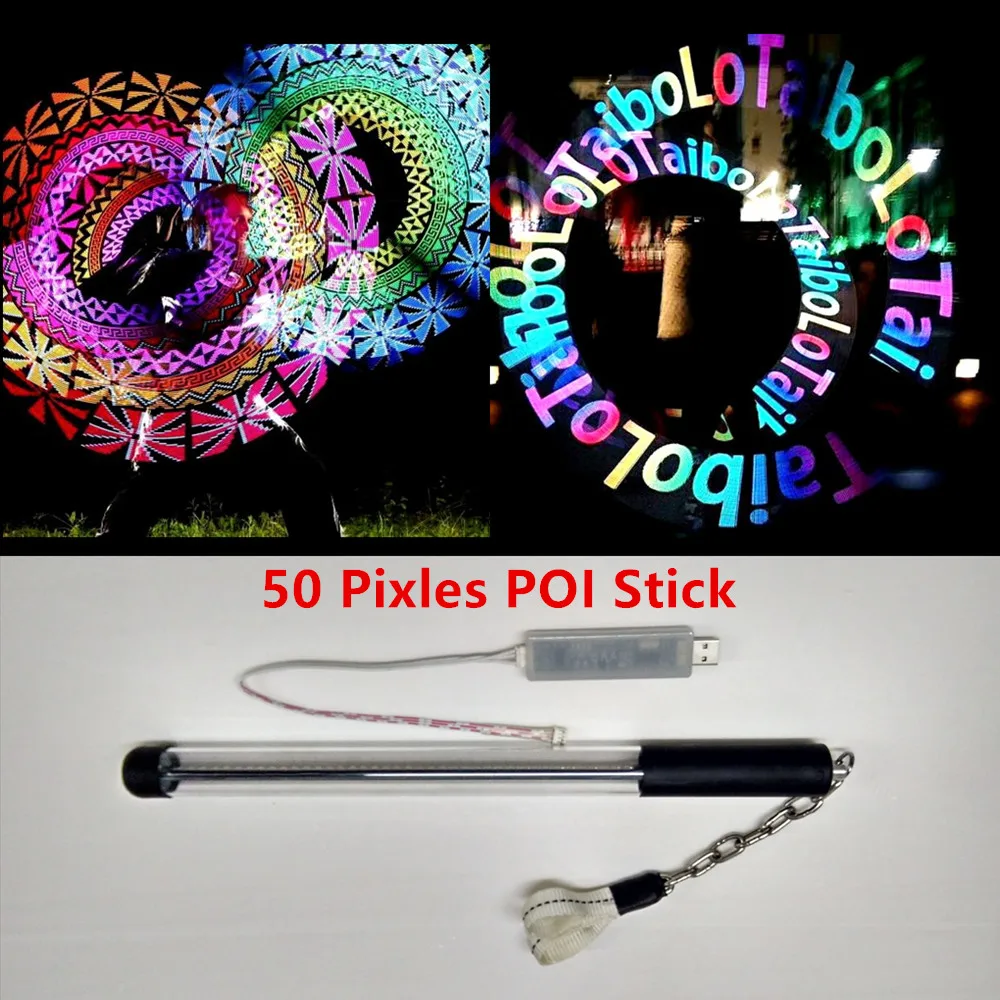 

Magicool Color 31cm Length Arcylic Rechargeable RGB 50 Pixels Glowing Logo Led POI Stick Bar DJ Stage Image Programmable Show