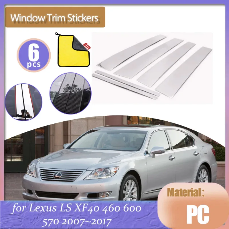 

Carbon Fiber Door Window Middle Trim Cover B C Pillar Center Column Sticker Accessories For Lexus LS XF40 460 600 570 2007~2017