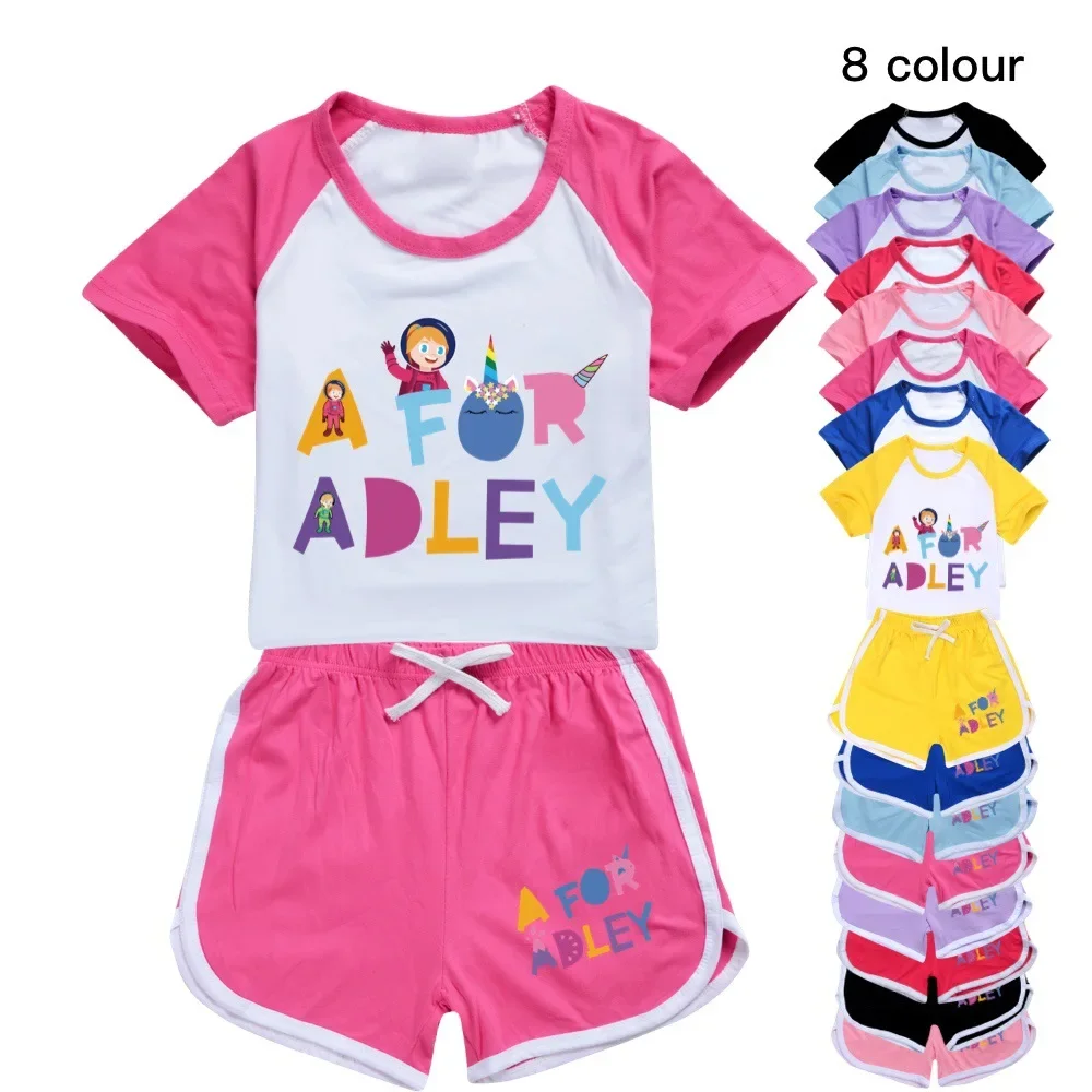 

A FOR ADLEY Costume Kids Casual Sportsuits Baby Girls Summer Clothing Boys Short Sleeves T-shirt Shorts 2pcs Set Children's Sets