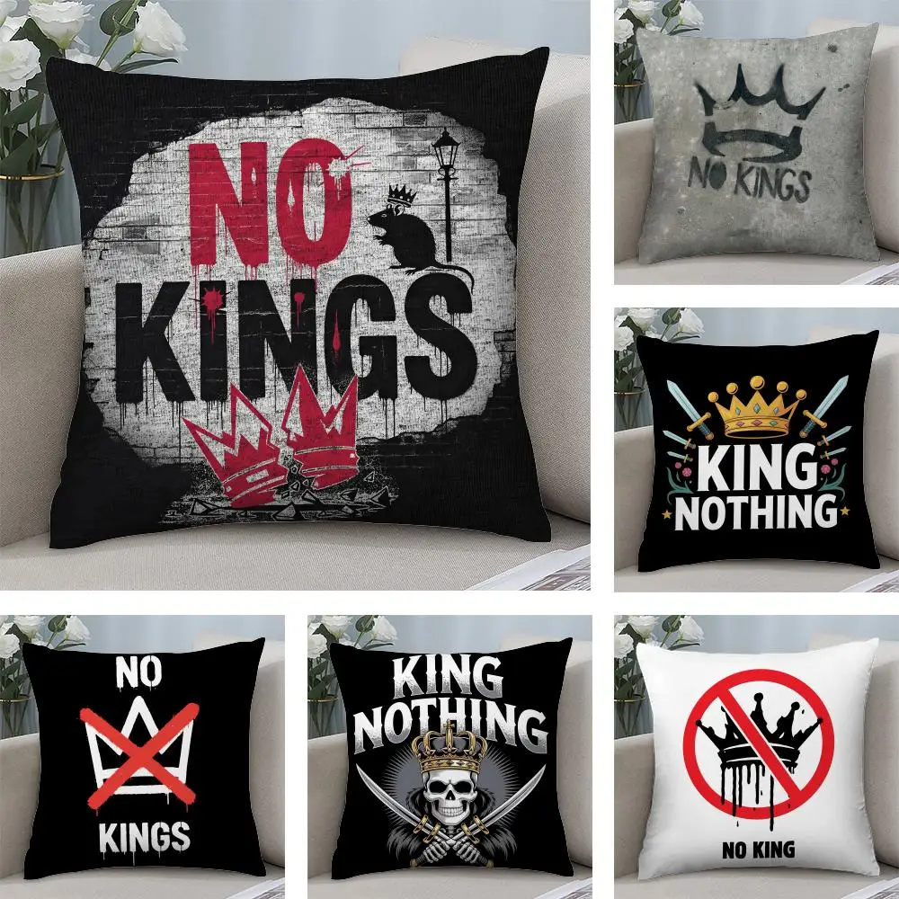 No King Design LOGO Cushion Cover Short Plush Double-sided Print Square Throw Pillow Covers Sofa Home Cushion Decor