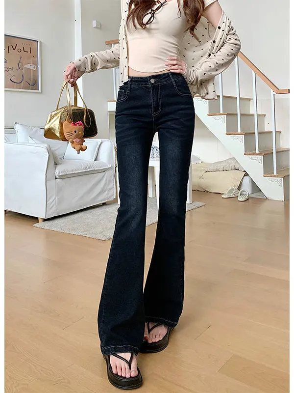 

Low Waist Bell Bot Denim Jeans Women's Spring Autumn Winter Waed Cotton Elastic Trousers Sexy Vintage Flared Pants