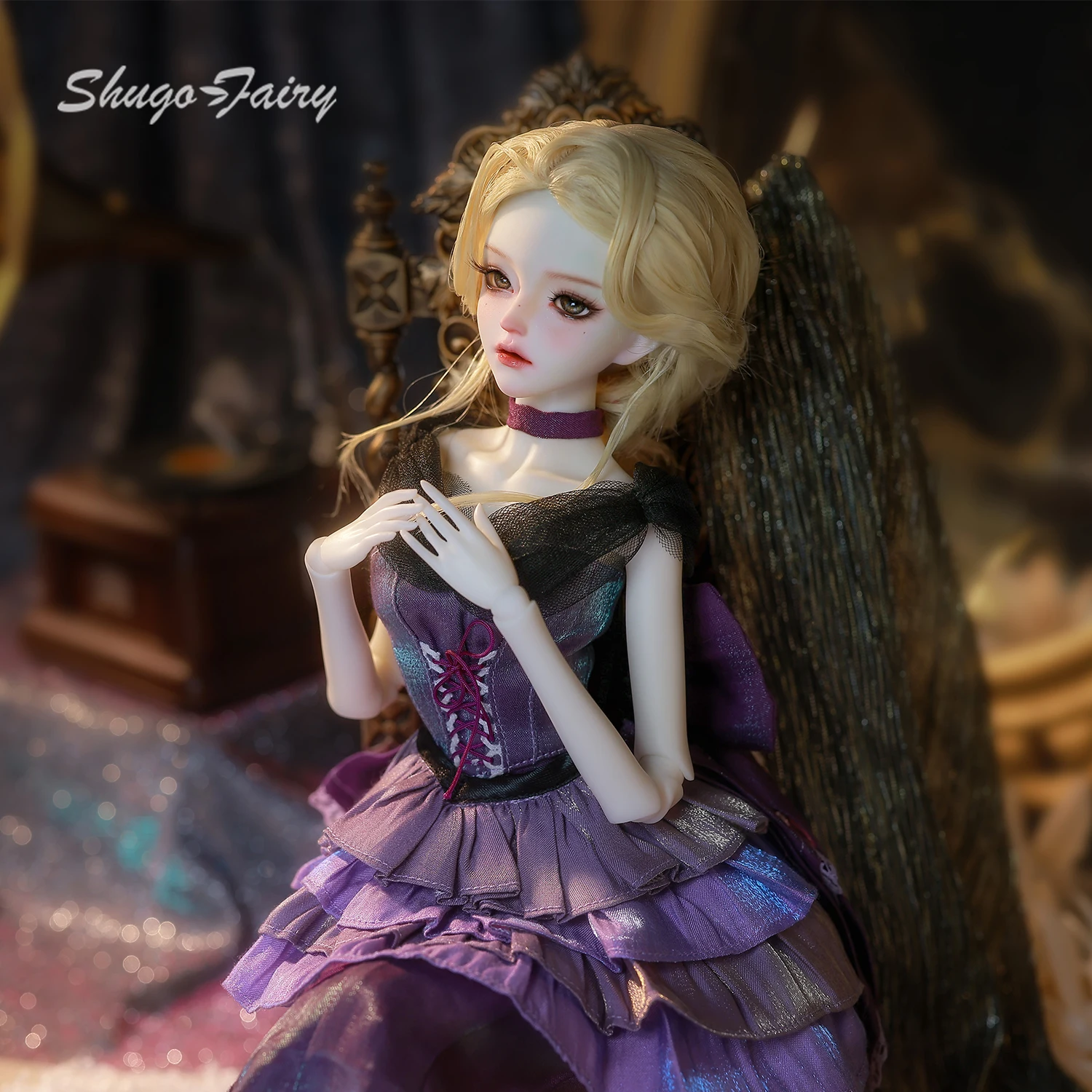ShugaFairy Dendro B 1/4 BJD Noble Lady Royal Court GownPurple Silk Dress Godmother Collectible Resin Full Set Dolls