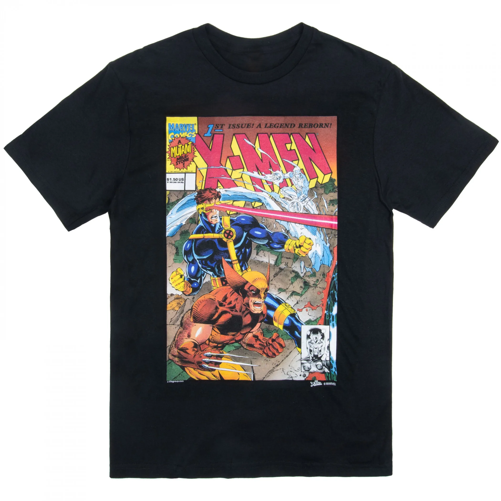 Camiseta negra con estampado de X-Men para hombre, una renacimiento legendario, una camiseta de cómic retro con los superhéroes, ciclope y Wolverine