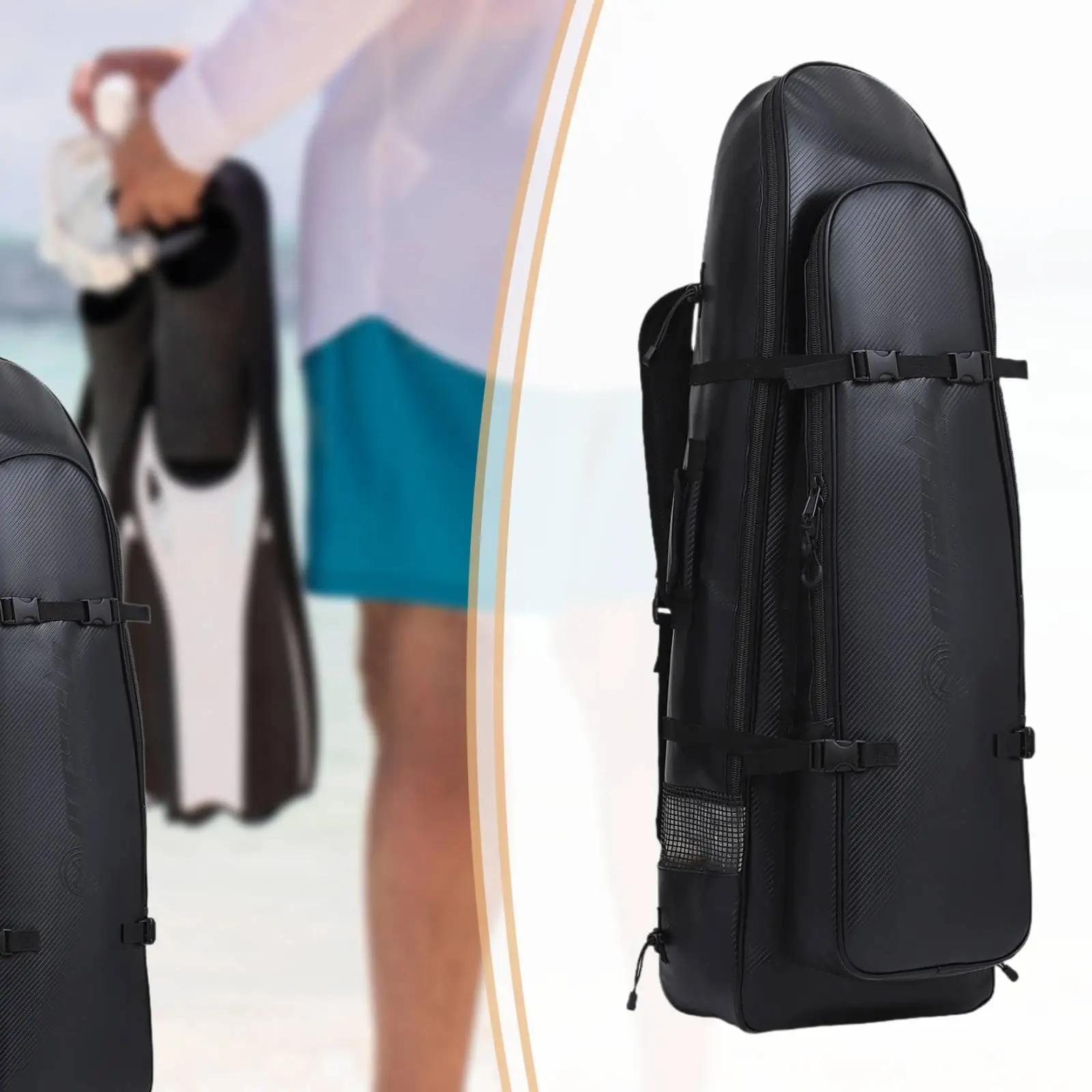 Scuba Diving Backpack Zipper Closure Portable Adjustable Shoulder Strap Flippers Storage Bag for Beach Spearfishing Water Sports