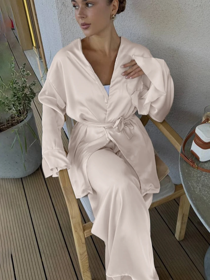 Marthaqiqi الشتاء الإناث قمصان النوم دعوى طويلة الأكمام رداء مثير الخامس الرقبة منامة الدانتيل يصل ملابس النوم السراويل عارضة النساء ملابس خاصة مجموعة