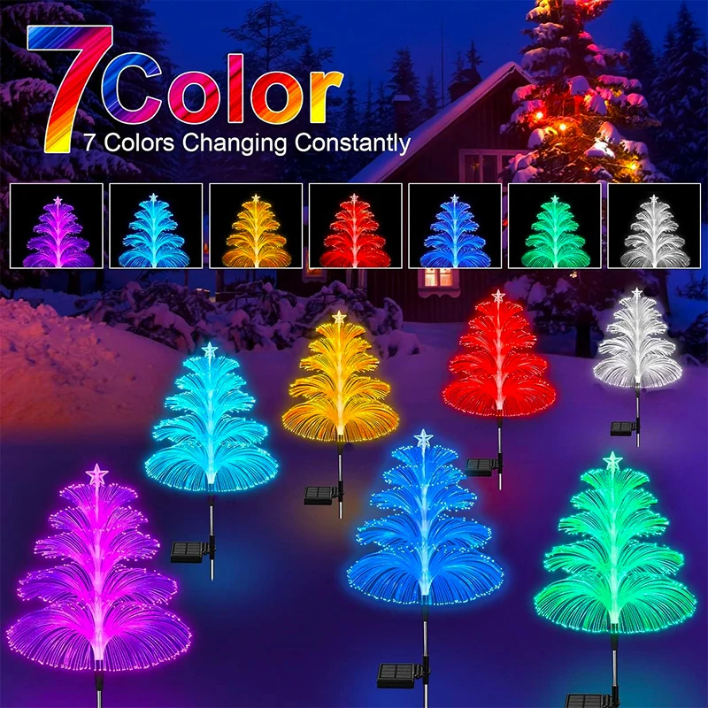 Solar Garden Lights Outdoor Waterproof 7 Color Changing Double Jellyfish and Star for Christmas Yard Garden Decor