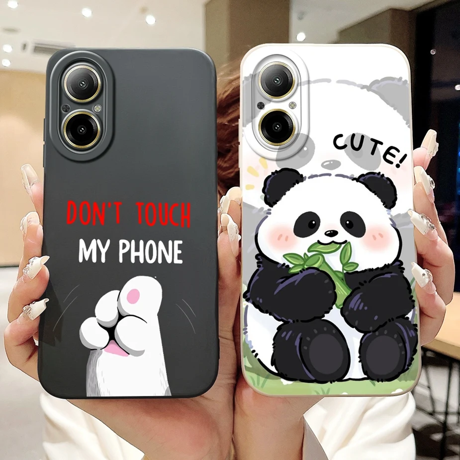 For Realme C67 4G Case RMX3890 New Fashion Panda Cartoon Cover Matte Phone Case For Realme C67 C 67 RealmeC67 4G Soft TPU Fundas