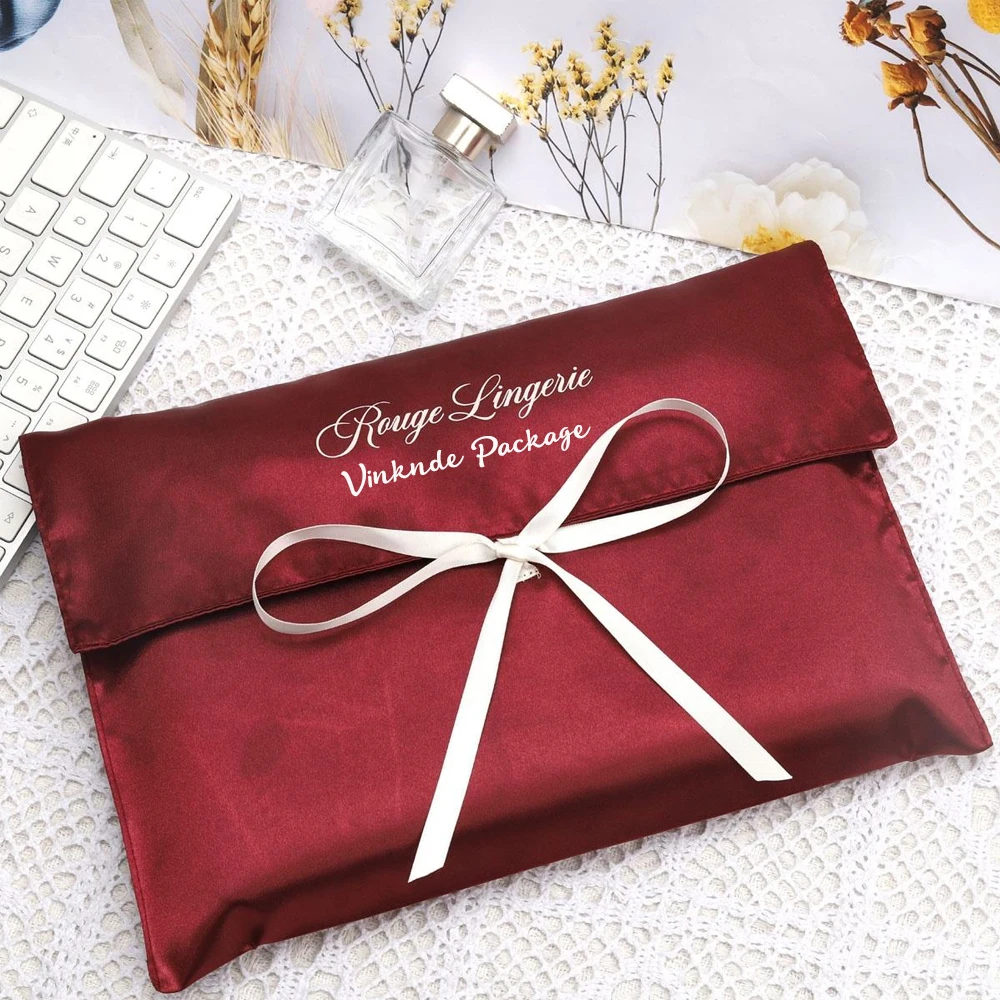 

Reusable Satin Envelope Pouch for Packing Hair Bundle Jewelry Perfume Cosmetic Custom Logo Silk Lingerie Wig Extension Dust Bag