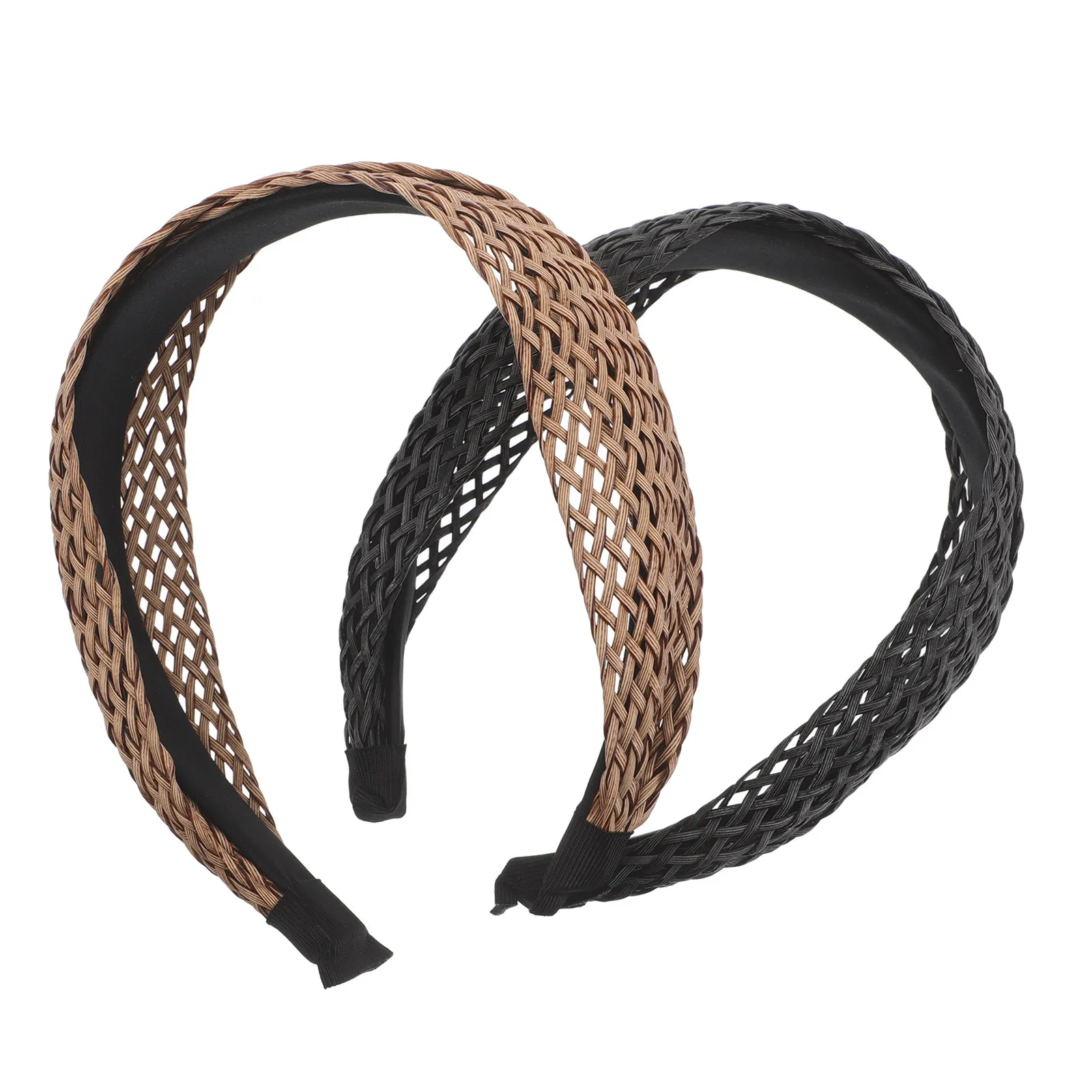 

2 шт. плетеных повязок для волос для женщин - широкие повязки в стиле бохо из ротанга (2,6 дюйма) - ажурный плетеный дизайн - массивный модный аксессуар
