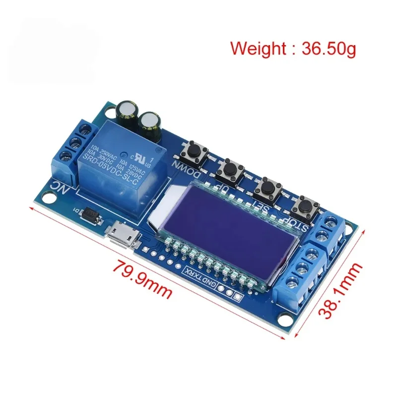 1/5PCS XY-LJ02 LCD Digital Timer Relay Module DC 5V-30V Micro USB Trigger Delay Cycle Timing Switch Control Board