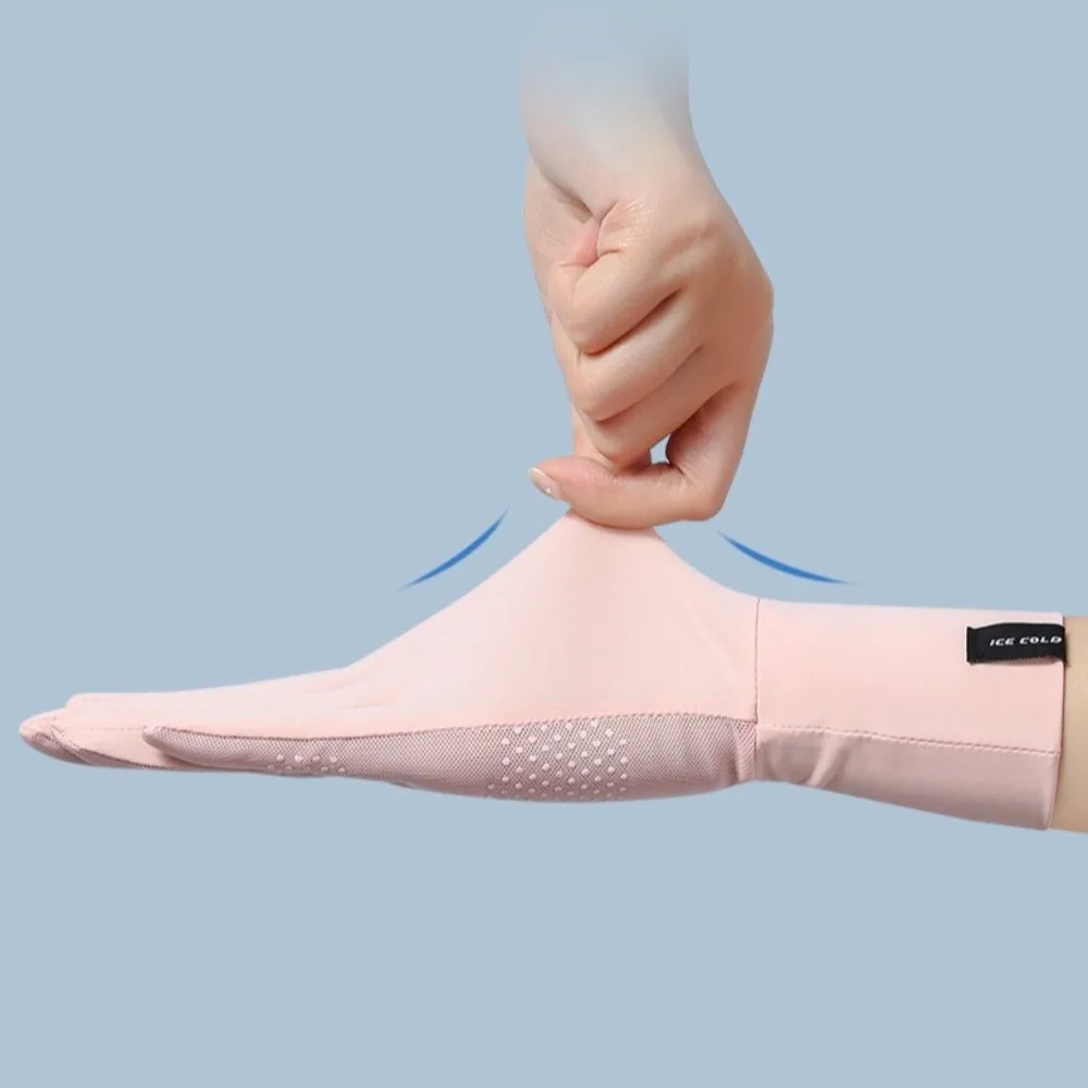 New Touch Screen Ice Silk Gloves Anti-UV Flip Finger Sunscreen Gloves Highly Elastic Lengthened Driving Mittens Summer