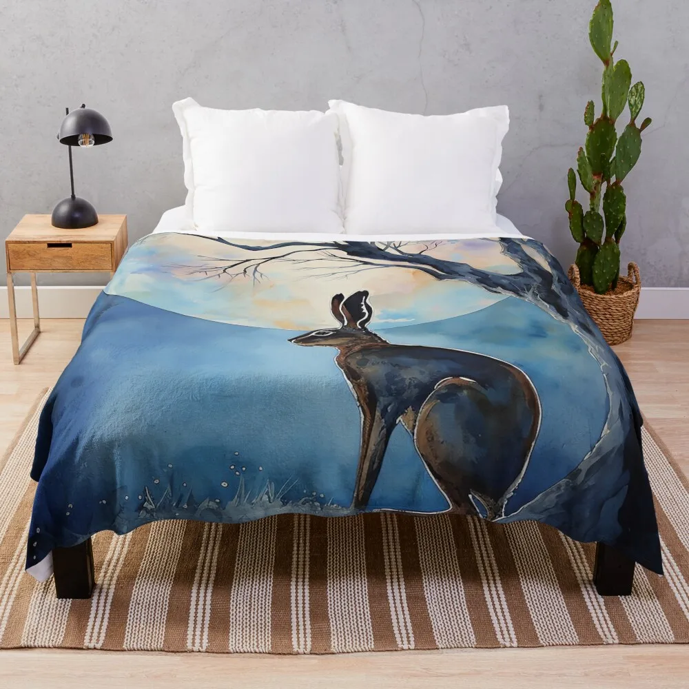 

Moon Gazing Hare Throw Blanket wednesday Decorative Sofa Blankets