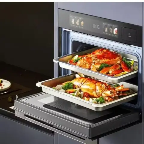 

52L Built-in Microwaving Steaming Baking Frying and Stewing 5 in 1 Oven Double Hot Air Kitchen Microwave Oven and Steamer AIO