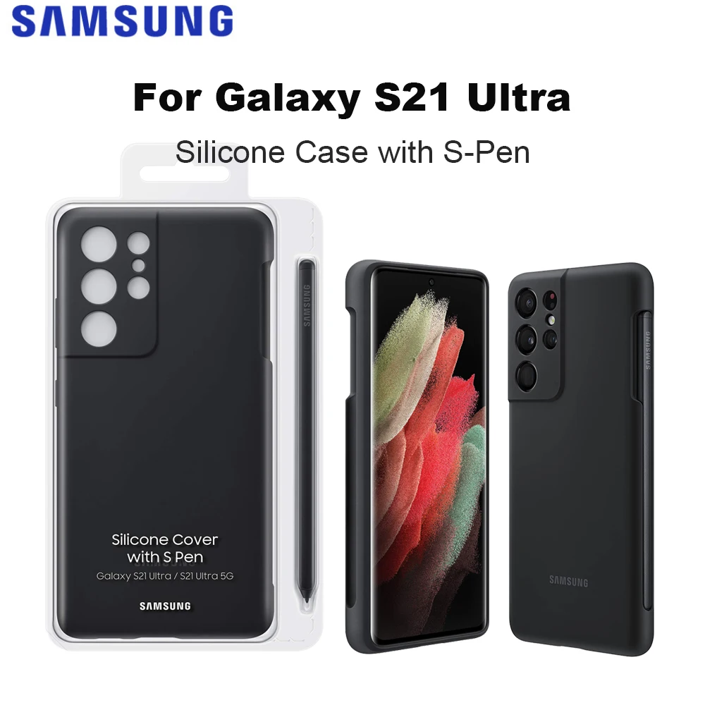 

Original Samsung Galaxy S21 Ultra Silicone Case with S-Pen for Galaxy S21 Ultra S21Ultra 5G Smartphone Silicone Cover with S Pen