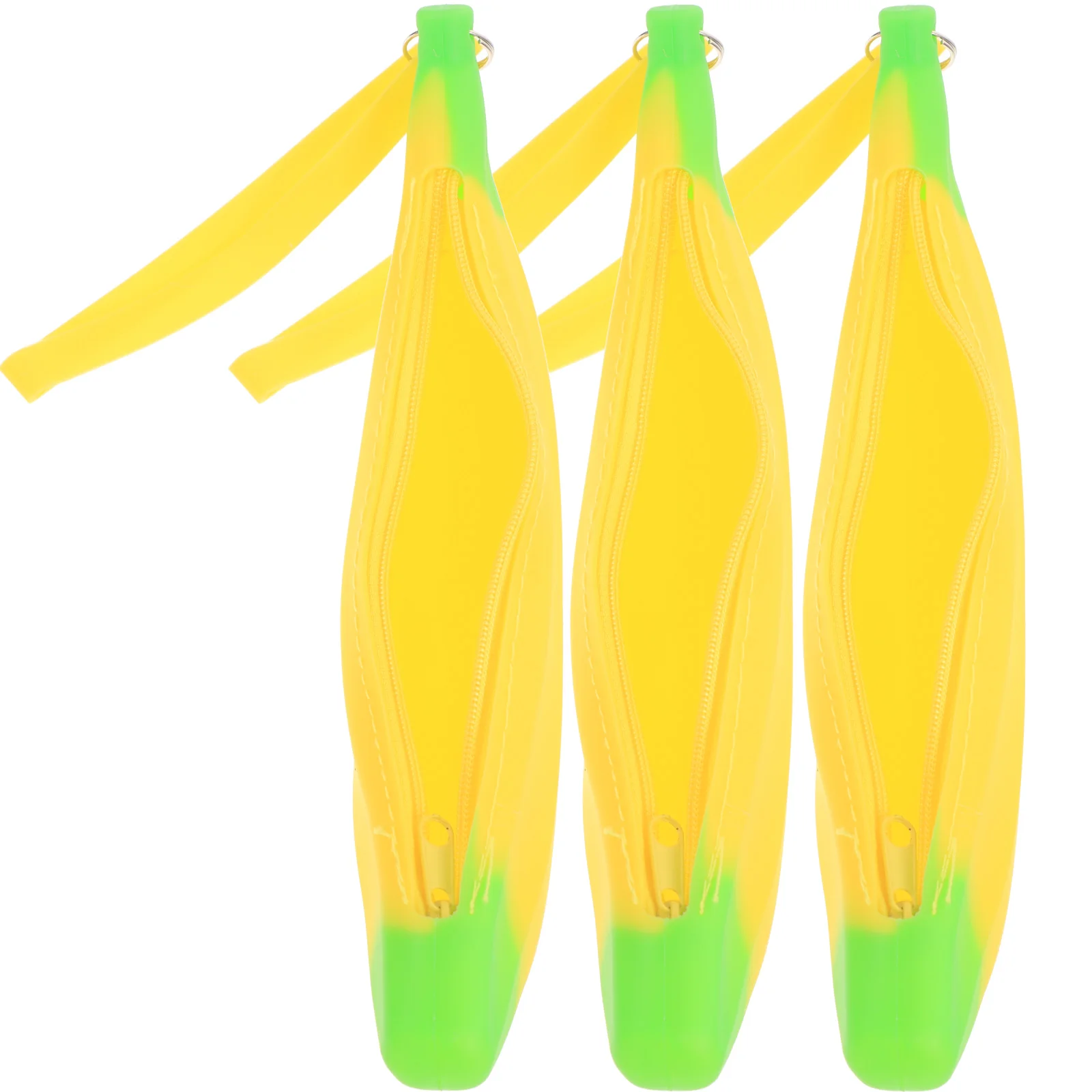 

3 Pcs Banana Pencil Case Bag High Capacity Storage Box Yellow Silica Gel Cute for School Student