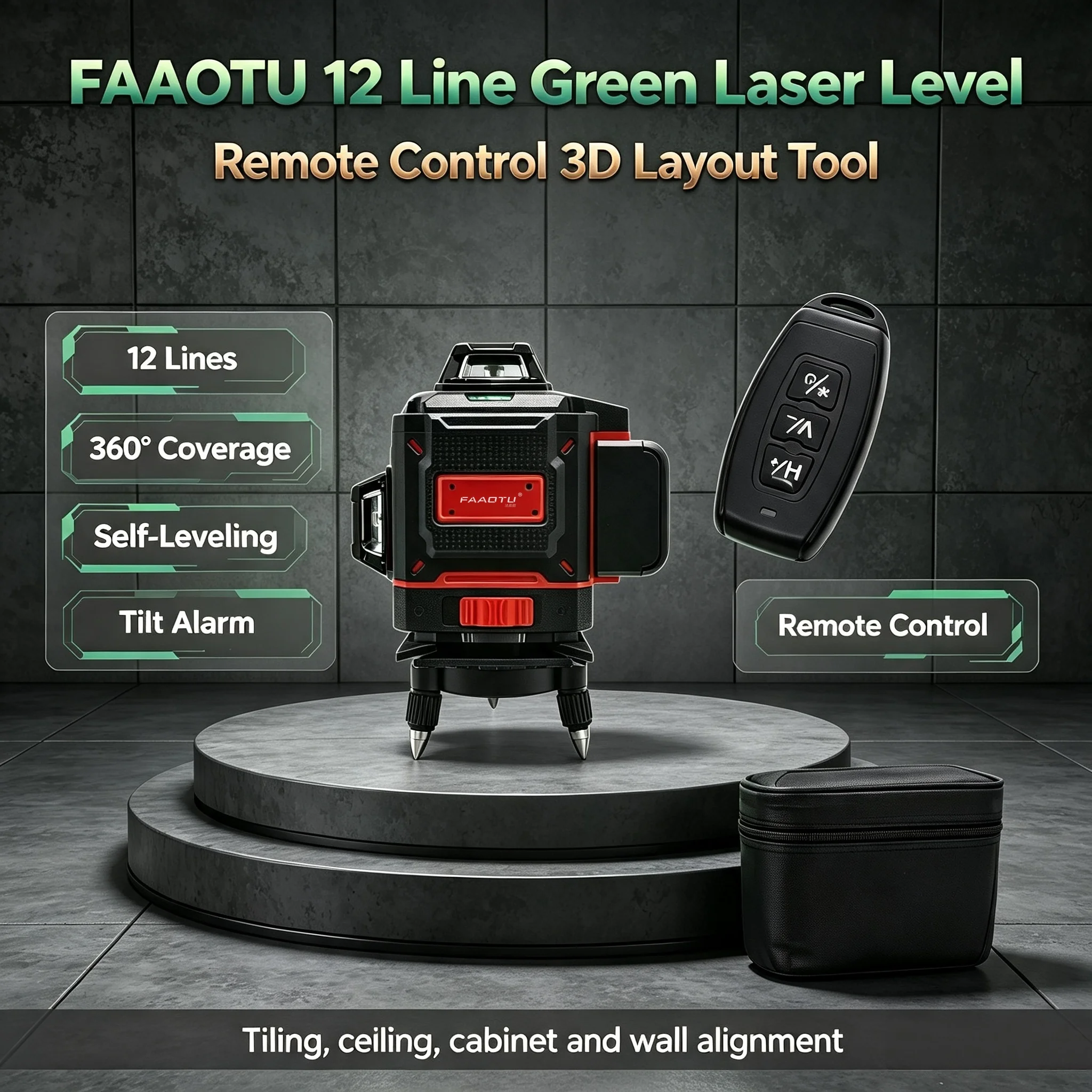 FAAOTU Compact 3D Laser Level Same Panel Layout & Adjustment Steps As MWQ Professional Laser Measuring Instrument