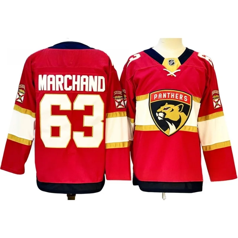 زي هوكي الجليد المطرز لفريق الفهد NHL 16 # 19 # 63 # 72 #   نسخة فارغة قابلة للتخصيص من ألياف البوليستر ملابس رياضية